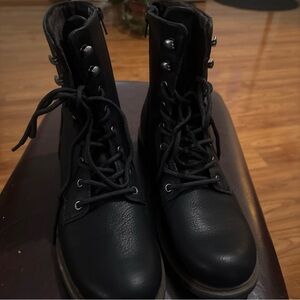 b.o.c. Black Combat Boots Leather